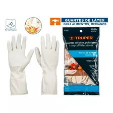 Guantes De Látex Para Alimentos, Medianos, Truper 14264 Color Blanco Talla M