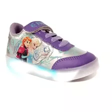 Tenis Casual Para Niña De Frozen Plata Luz Led 13 Al 21