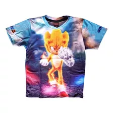 Playera Sublimada Full Print Niño Sonic. 