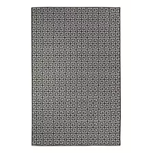 Tapete Sala Magia Geometrico Grego 200x250 Cm Preto Prata