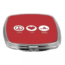 Rikki Knight Peace Love Break Dancer Design Compact Mirror, 