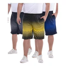 Kit 2 Shorts Poliester Masculino Plus Size Tamanhos G1 G2 G3