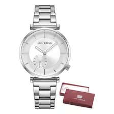 Relógio De Pulso Elegante De Quartzo Mini Focus Para Mulheres, Cor De Pulseira Prateada