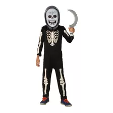 Fantasia Esqueleto Longo Infantil Halloween Com Máscara