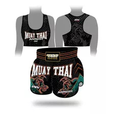 Conjunto Muay Thai Feminino Treino Top E Short Bushmaster