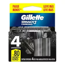 Carga Para Lâmina Gillette Mach3 Carbono - 4 Un