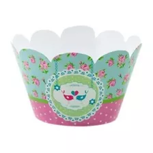 24 Wrappers Saia Cupcake Jardim Encantado Passarinhos Flores