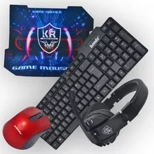 Mouse Teclado Diadema Pad Mouse Combo Gamer K-40 Optico