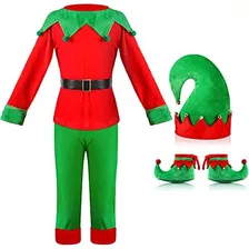 Conjunto De Disfraz De Duende Navideño Para Niños, Disfraz D