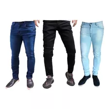 Kit 3 Calca Sarja Jeans Masculina Slim Com Lycra