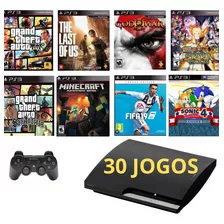 Sony Playstation 3 + Gta5 + The Last Of Us + God Of War 3 + Fifa 19 - 30 Jogos 160 Gb