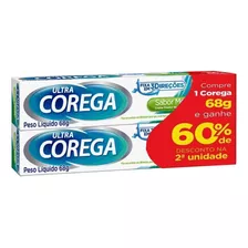 Ultra Corega 68g Kit Sabor Menta Fixador Dentaduras 2un