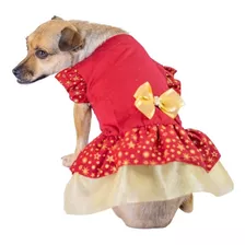 Vestido Para Cachorro Vermelho Estrela Ref 200