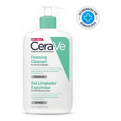 Cerave Gel Limpiador Espumoso Facial Para Piel Mixta A Grasa 473 Ml Normal A ...
