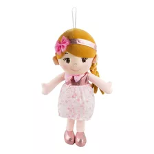 Boneca De Pano 39cm Vestido Rosa Clarinho Delicado Infantil