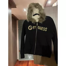 Campera Guess Con Corderito Y Piel En Capucha