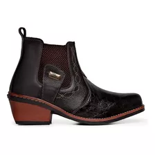 Bota Botina Masculina Couro Estilo Carrapeta Country Peão