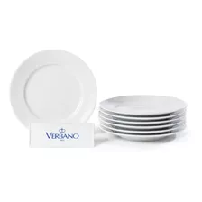 Set X6 Plato Playo Porcelana Blanca Verbano Maria 27 Cm