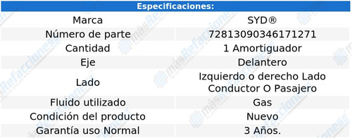 Amortiguador Gas Del Izquierdo O Derecho Alero 99 Al 04 Syd Foto 2