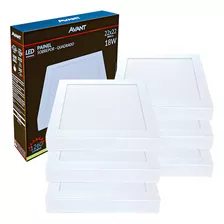 6x Plafon Luminária De Teto Sobrepor 18w Branco 22x22 Avant