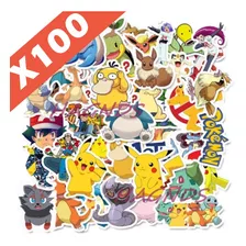 Set De 100 Pegotines Stickers De Pokemon Anime Manga 