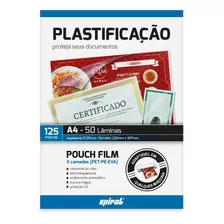 Plástico Para Plastificação 220x307x0,05 A4 Spiral 50 Unid