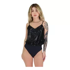 Blusa Body Paetê Lantejoulas Brilho Festa Noite Aitona