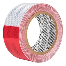 Rollo De 9 M X 2 De Cinta Reflejante De Pvc, Truper Color Blanco/rojo