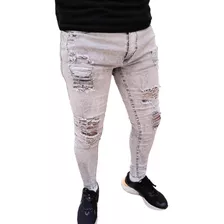 Jean Chupin Elastizado Rotura Pantalon Varios Colores Hombre