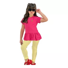 Blusa E Calça Legging Infantil Presente Algodão Blogueira 