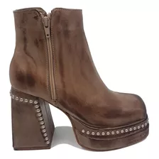 Bota Con Plataforma Y Taco Con Tachas De Mujer Cuero Bvh401f