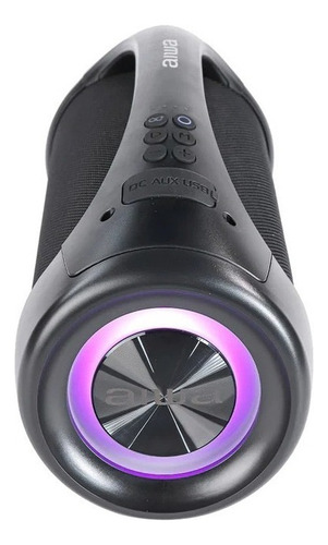 Bocina Portátil Aiwa Aws600bt Cilíndrica Negro, 600w, Bluetooth, Usb, Resistente Al Agua, Con Luces Led