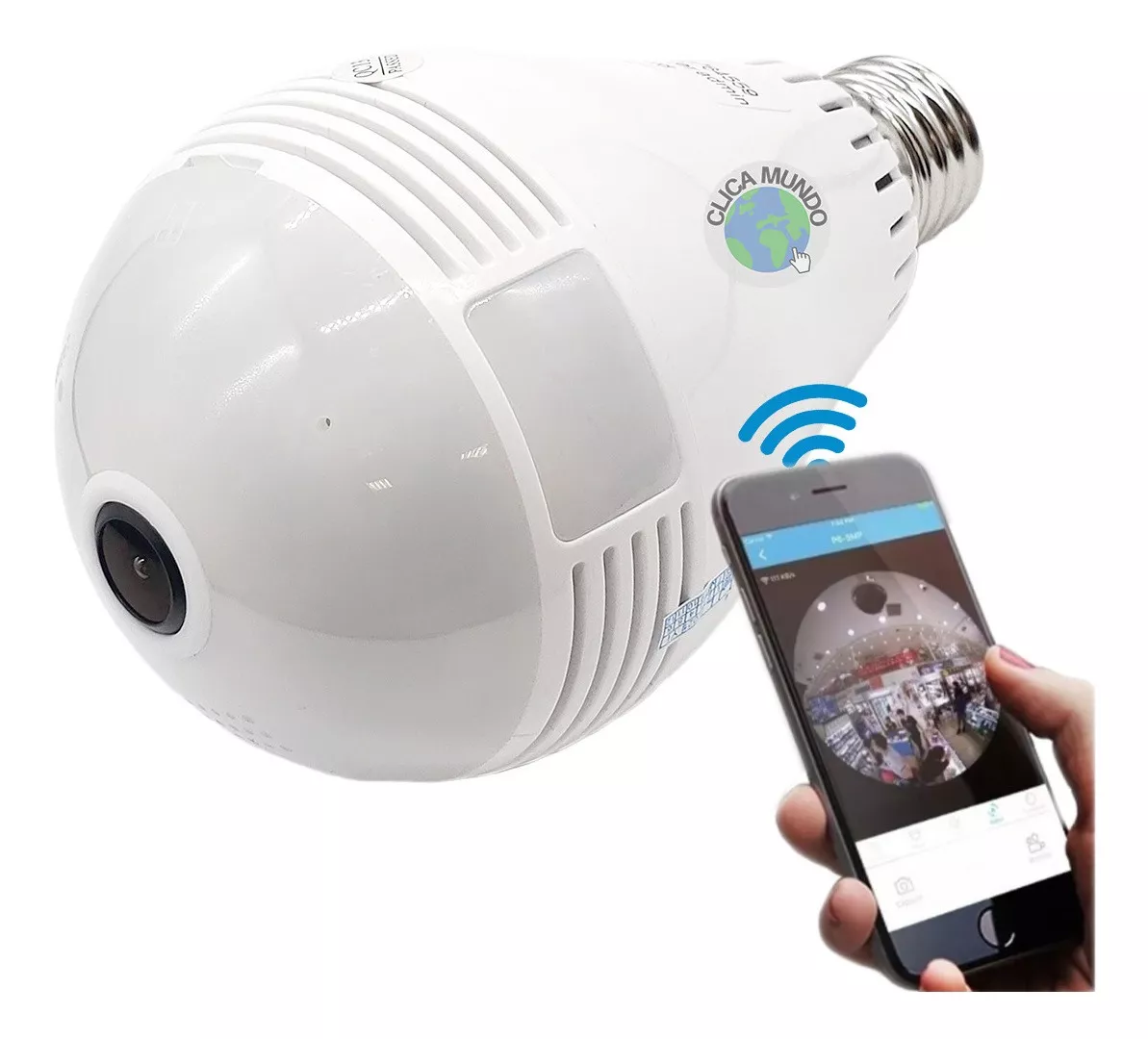 Camera Ip Lampada Segurança 360 Visão Noturna Espia Wifi Hd