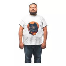 Polera Extra Grande Gato Con Lentes Y Audifonos Animal H