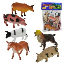 Kit De Animais Da Fazenda Bichos 6 Peças Tamanho Grande H636