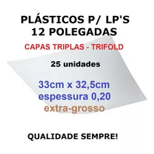 25 Plásticos 0,20 Grossos P/ Lp Vinil Capas Triplas Trifold