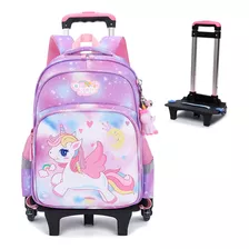 Mochila De Carrito Unicornio Bolsa Primaria Las Ruedas