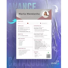 Modelo De Currículo Personalizado Avance - Design Marta