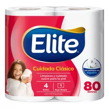 Papel Higiénico Elite Clásico Simple Hoja 80 M De 1 U Pack X 4