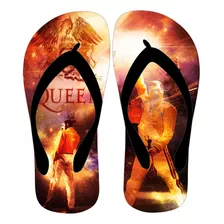 Chinelo Sandalia Personalizada Rock Queen 1 Preto Fc