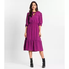 Vestido Midi Feminino Manga Longa Endless Roxo