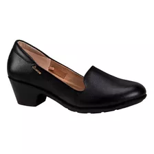 Zapatillas Loafer De Tacón Bajo Negras Marca Vicenza, 165262