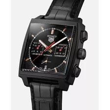 Reloj Black Dial Monaco Cronómetro Cuarzo Pila