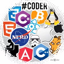 Adesivo Geek Nerd - Pack Sticker 70und - Notbook Programador
