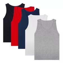 Kit 5 Camiseta Regata Extra Grande Masculina Lisa Básica Xg 