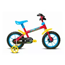 Bicicleta Infantil Aro 12 Jack Vermelho Com Azul E Amarelo
