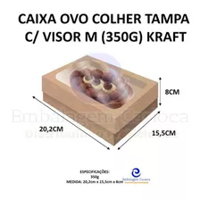 Caixa Ovo Colher Tampa C/ Visor M (350g) Kraft Liso C/6