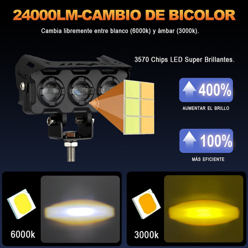 Focos De Lupas Alto/baja Beam Spot Luz Niebla Carro Moto 4x4 Foto 3