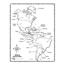 Mapa Continente Americano División Política Con Nombres