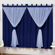 Cortina Infantil Para Quarto De Bebe Cor Azul-marinho